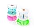 Pot/Dish Brush -4 Pcs Soap Dispensing Detergent Scrubber Kitchen Brush Dish Wash Palm Scrubber with Assorted Colors