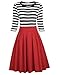 1950's Style Retro Striped Midi Dress Scoop Neck Red Size M BP316-3