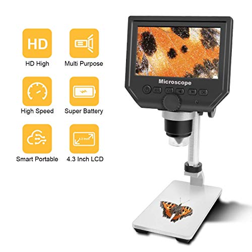 600X LCD Digital Microscope with 4.3" Screen Display and Metal Bracket, Cainda 3.6 MP HD Screen 720P Video Record Microscope Camera for Kids Boys Girls Students Adults Gift - Thumbnail 7