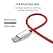 USB Type C Cable, BYZ 3 Pack 6ft Nylon Braided USB Type C Charging Cable Red