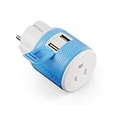 Germany, France, Schuko Travel Plug Adapter by OREI with Dual USB - USA Input + Surge Protection - Type E/F (U2U-9), Will Work with Cell Phones, Camera, Laptop, Tablets, iPad, iPhone and More