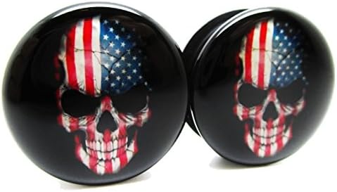 American Skull Ear Plugs - Acrylic - Screw on - NEWPair (13/16" (20mm))