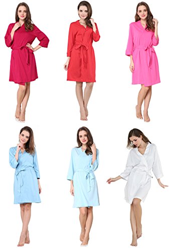 Godsen Women's Comfort Cotton Sleepwear Bathrobe (M, 2 Packs Blue)