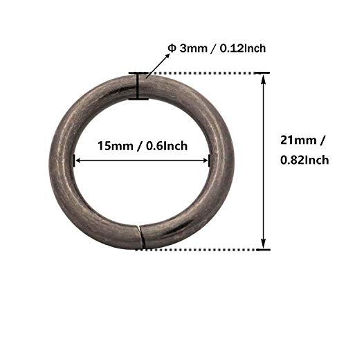 BIKICOCO 1.5 cm Metal O-Ring Buckle Connector Round Loops Non Welded for Bags Webbing Purse and Belt Straps, Gunmetal, Pack of 30