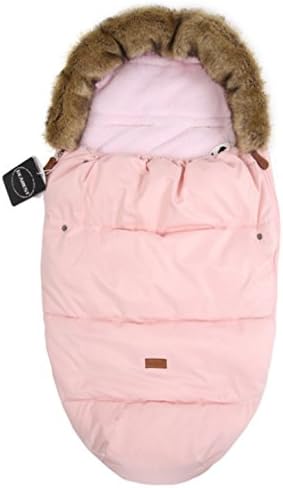 Baby Bunting Bags Collar with Fake Fur Stroller Foot muff Warmly … (Pink)