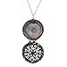 HOUSWEETY Aromatherapy Essential Oil Diffuser Necklace - Locket Pendant,6 Refill Pads (Round-Antique Silver)