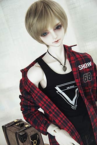 Pauline BJD Doll Clothes Uncle Long Casual Print Plaid Jacket Shirt Suitable for Ordinary Uncle Doll SD17 Male Dolls (Red)