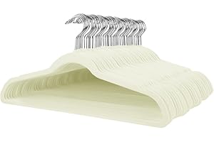 Stormix 52 Pack Velvet Hangers, 17.3 x 8.9 Inches Clothes Hangers, Non Slip Dresses Hangers with Shoulder Notches for Adult Cream