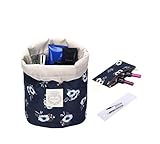 HOYOFO Makeup Bags Travel Drawstring Bags Cosmetics Barrel Bag Quick Packing Storage (Flowers)