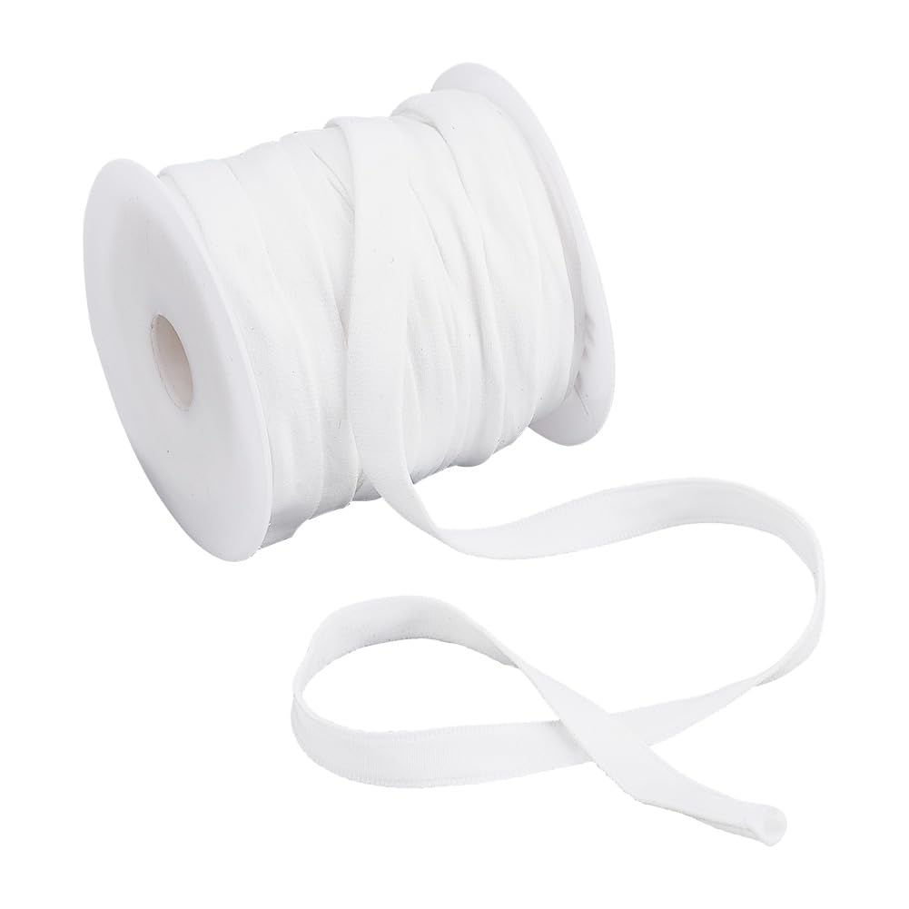 BENECREAT 27 Yards(25m) Underwire Replacement Bra Cover Band Ribbon, White Hollow Nylon Ribbon Bone Casing for Sewing Accessories DIY Wedding Handmade Clothing, (10mm) 3/8 inch Wide