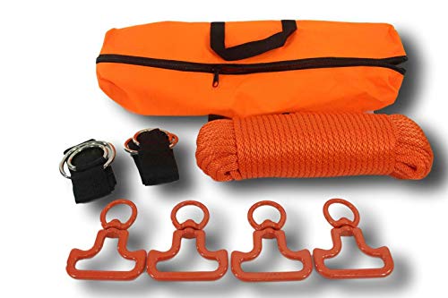 Tough-1 Bright Orange 4 Horse No-Knot Picket Line Kit Horse Tack Equine