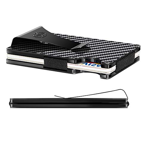 PESTON Minimalist Carbon Fiber Wallet and Money Clip RFID Blocking Card Holder - Thumbnail 4
