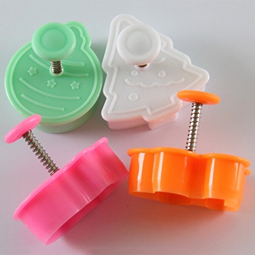 Finance Plan Big Promotion 4Pcs/Set Christmas Snowman Tree Bell Plunger Cutter Fondant Cake Press Mold - Thumbnail 2