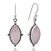 925 Sterling Silver Rose Quartz Vintage Marquise Shape Rope Edge Dangle Hook Earrings 1.4