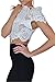 Simplee Women's Short Sleeve Sheer Mesh Floral Lace Crochet Crop Top Sexy Scallop Blouse White 0/2