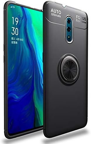 Naozbuyrig Oppo Reno Case, Shockproof TPU Slim Protection Case with 360 Degree Rotating Finger Ring Holder for Oppo Reno (6.4 inch) (Color : Black)