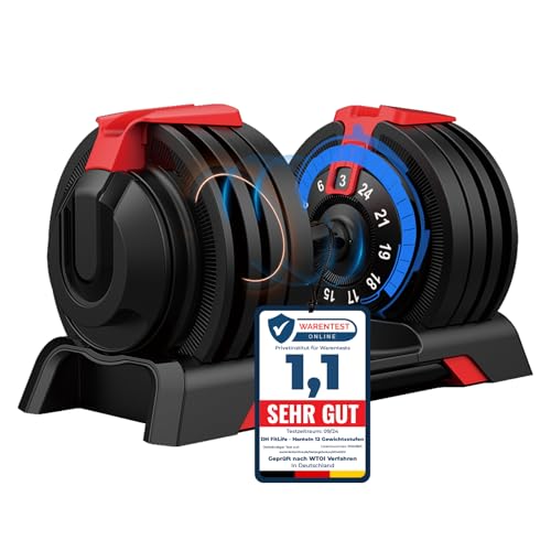 DH FitLife 24kg verstellbare Hanteln Set, 12 Stufen, Kurzhanteln 12-in-1