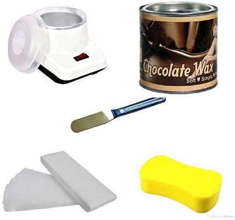 Waxing Kit/Wax Kit Combo Kit Includes (Wax Heater + Wax + Wax Strips + Wax Knife + Sponge) (Chocolate)