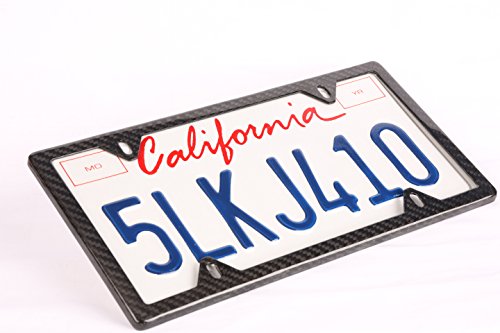 Aggressive Overlays Genuine Carbon Fiber License Plate Frame - Tag Registration 100% Real Premium Quality 3D Twill Weave Light Weight (Slim Line Frame 4 Hole)