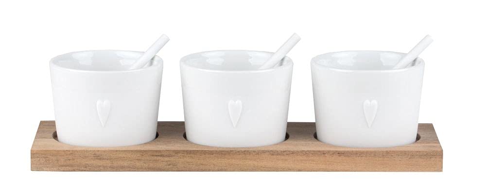 Räder Three Heart Porcelain Bowl Set, Rustic Style, 3x21.5cm, 60ml Capacity