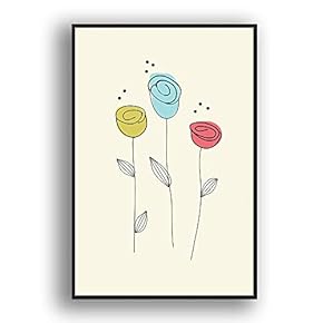 Framed Canvas Wall Art Beautiful Flowers in Grid Giclee Print Gallery Wrap Modern Home Prints Ready to Hang - 16x24 inches