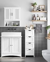 VASAGLE Bathroom Floor Storage Cabinet 4 Drawers White 30x30x82 cm LHC40W view 7