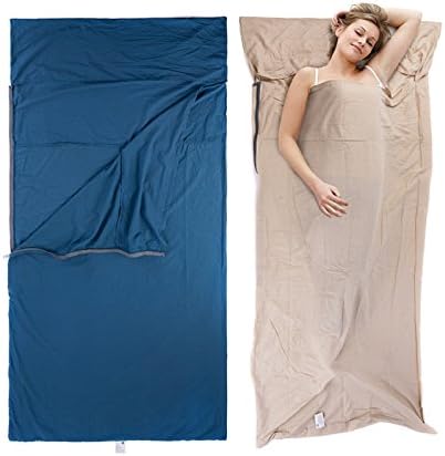 VINQLIQ UltraLight 100% Soft Cotton Sleeping Bag Liner Travel Sheet for Outdoors, Travel, Camping, Hiking, Backpacking, Hunting, Mountaineering (Blue, 83 x 40 inches)