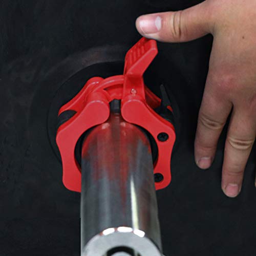 Strainho Quick Release Weight Clamps - Locking 2" Olympic Size Barbell Collars - Bar Clips for Powerlifting Workout and Pro Training - Sold in Pair (Red) - Thumbnail 5