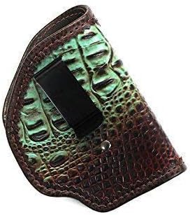 Concealed Carry Holster IWB Tuckable Leather Aqua and Brown - Made in USA by MoonStruck Leather
