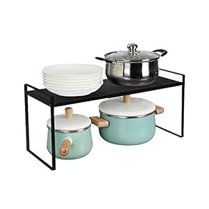 KZOBYD-Extendable-Kitchen-Cupboard-Shelf-Organiser-Adjustable-Pantry-Storage-Unit-Practical-Cabinet-Storage-Shelf-Stand-Spice-Rack-Multi-Function-Space-Saver-for-Counter-Tops-Black-M KZOBYD Extendable Kitchen Cupboard Shelf Organiser Adjustable Pantry Storage Unit Practical Cabinet Storage Shelf Stand…