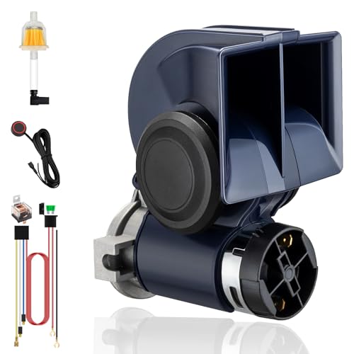 Car Horn Kit with Button, 12v Air Horn for Car Truck Motorcycle Train Horns Kit Super Loud for Truck Pickup 12 Volt 150dB Universal Fit BANHAO