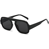 YAMEIZE Square Pilot Sunglasses for Women - Men Trendy Retro 70s Sunglasses Classical Flat Top Sun Glasses Outdoor