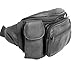 Genuine Leather Fanny Pack Waist Bag Body Pouch Pockets Organizer Phone Holder (Black)