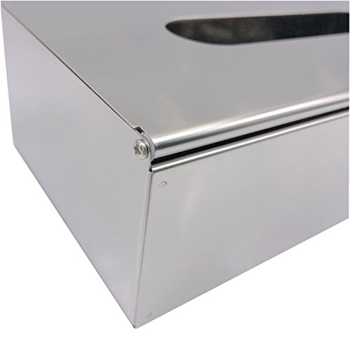 M2cbridge Metal Facial Tissue Box Cover Holder Lay On or Wall Mounted, Polished 18/8 Stainless Steel (Rectangle)