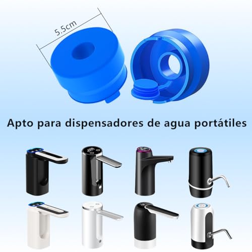 MXHIGO 3Pcs Tapa para Jarra de Botella de Galón, Tapa de Silicona para Dispensador de Agua Garrafón, Tapa de Repuesto para Bomba de Agua, Reutilizable, Para Botellas Estándar Rosca Corona de 5.5 cm