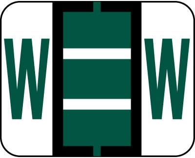 AMZfiling Alphabetic Color Code Labels, Compatible with Smead BCCR- Letter W, Dark Green (120/Package)