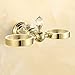 OWOFAN Tumbler Toothbrush Holder with Double Ceramics Cups Wall Mouned Bathroom Shelf Crystal Deco Brass Gold HK-32K