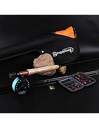 Kit de caña y carrete Sougayilang para pesca con mosca en agua dulce y en agua salada