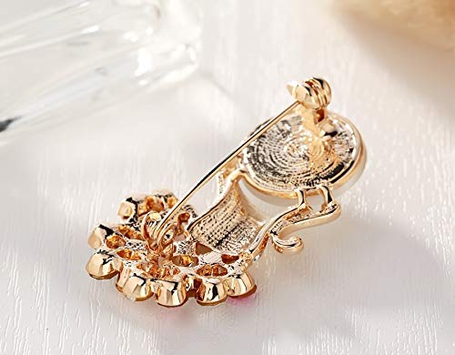 XLiang Romantic Women Jewelry Brooch Gold Plated Colorful Rhinestone Opal Vase Flower Breastpin Corsage Shawl Lapel Hijab pins - Thumbnail 6