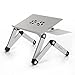 Pwr+ Portable Laptop-Table-Stand with Mouse Pad Fully Adjustable-Ergonomic Mount-Ultrabook-Macbook Light Weight Aluminum-Silver Bed Tray Desk Book Fans Up to 17