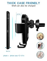 KaiHangDa Qi   Cargador de coche inalámbrico con sensor de gravedad, montaje en coche, 10 W, compatible con iPhone Xs Ma XR Xs X 8Plus 8, Samsung Galaxy S9 S9+ S8 S8+ Note 8 y más