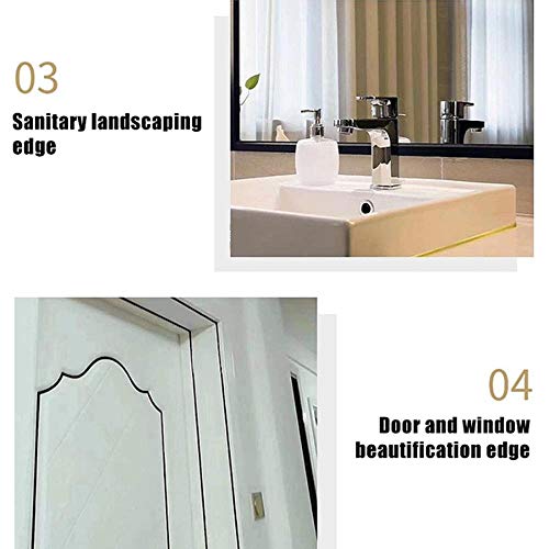 Womdee Self-Adhesive Ceramics Tile Mildewproof Edges Tape, Caulk and Trim Strips, Decorative Corner Side Edges Strip Cover Gaps Around Walls, Ceilings, Baseboards, Backsplash, Toilets Etc.