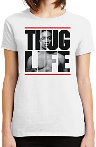 Womens Tupac Thug Life Graphic Tshirt, White, 2X