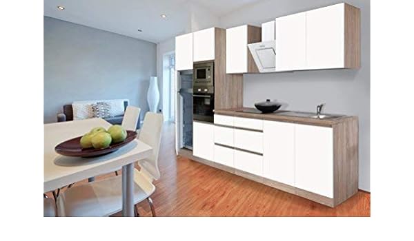 Respekta Premium Puertas Cocina Pequeña Cocina 335 cm Roble Madera ...