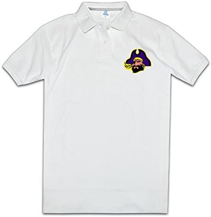 Men East Carolina Pirates Short Sleeve Pique Polo Shirts White Size S