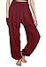 Lofbaz Women's Rayon Print Smocked Waist Boho Harem Pants Solid Burgundy M