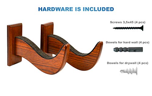 TESLYAR Surfboard Rack Holder Hooks Ash Tree Wood Eco-Friendly Display Natural Finish Snowboard Wakeboard
