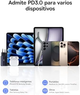 Carregador Picogo USB C 67W para iPhone 17, Adaptador de Alimentação Mini USB C com 3 portas, carregador PD com PPS, Carregamento Rápido GAN Compatível com iPhone 16-8, MacBook, iPad, Portátil, Galaxy S25
