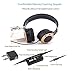 Active Noise Cancelling Headphones with Microphone and Airplane Adapter, Alteng J19 Folding and Lightweight Travel Headsets, Hi-Fi Deep Bass Wired Headphones with Carrying Case - Black