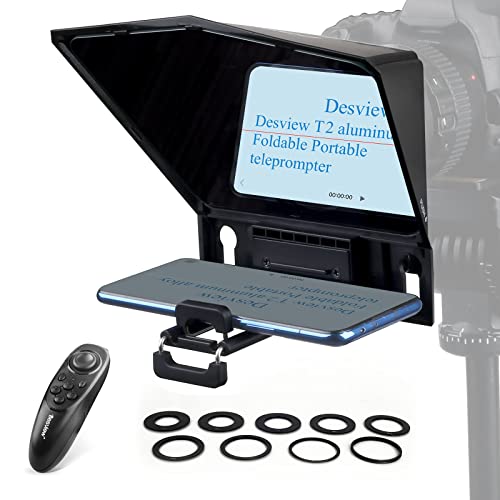 DF DIGITALFOTO Desview T2 Teleprompter, 8" HD Display Glass Teleprompter with Remote Control, Compatible with Smartphone/Tablet/DSLR Camera for Online Teaching, Live Streaming, Video Recording